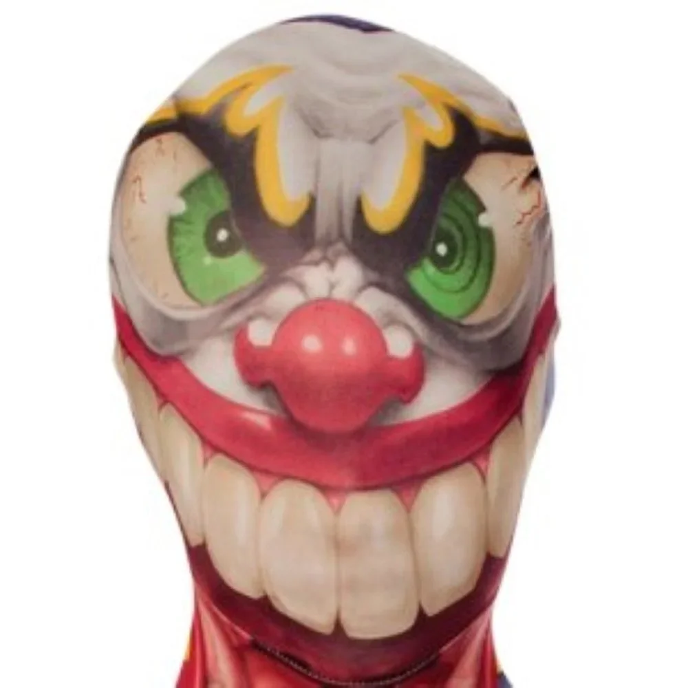 Zombie Clown Skin Halloween Costume 8/10 Morphsuit Jumpsuit 1 Pc Hooded Footed